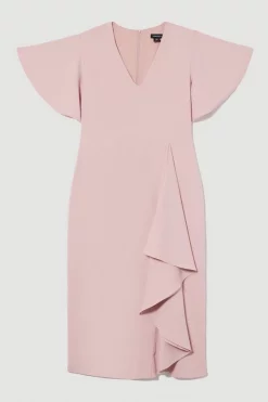 Cheap 🥰 Karen Millen Soft Tailored Angel Sleeve Drape Midi 👗 Dress 💯 -Karen Millen Outlet store bkk10778 blush xl 3