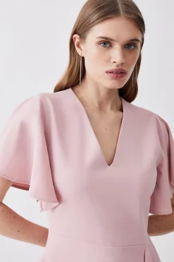 Cheap 🥰 Karen Millen Soft Tailored Angel Sleeve Drape Midi 👗 Dress 💯 -Karen Millen Outlet store bkk10778 blush xl 4