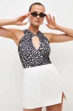 Promo 👏 Karen Millen Animal Print Cut Out Jersey Crepe Top 👍 11 Promo 👏 Karen Millen Animal Print Cut Out Jersey Crepe Top 👍 -Karen Millen Outlet store womens animal animal print cut out jersey crepe top
