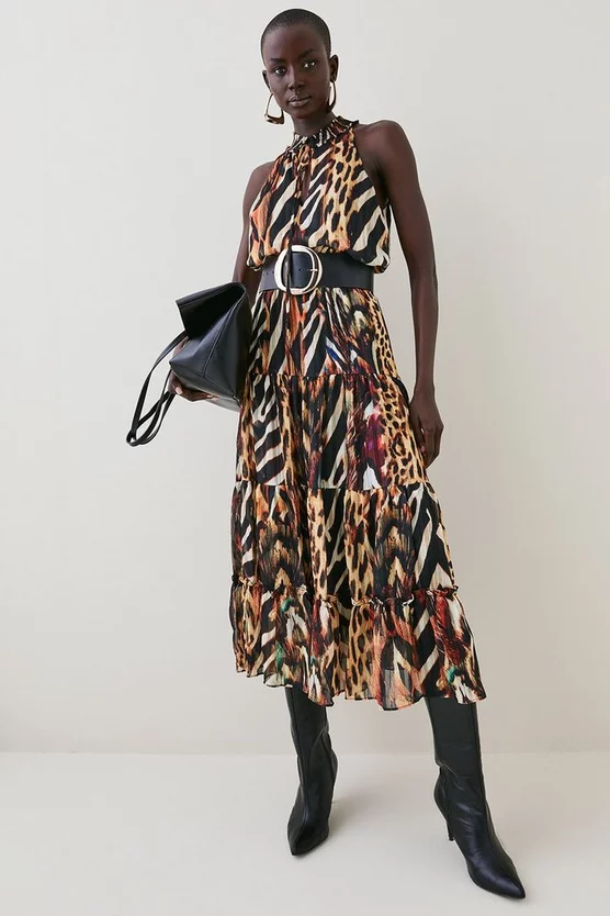 Outlet ๐ Karen Millen Animal Shirred Halter Woven Maxi ๐ Dress ๐ฅ 8 Outlet ๐ Karen Millen Animal Shirred Halter Woven Maxi ๐ Dress ๐ฅ - Image 6