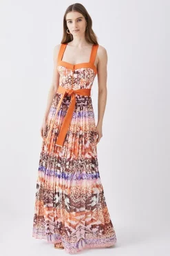 Discount ⌛ Karen Millen Top Stitch Pleated Mixed Animal Detail Woven Midi 👗 Dress 🔥 -Karen Millen Outlet store womens animal top stitch pleated mixed animal detail woven midi dress