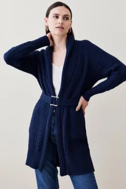 Coupon 💯 Karen Millen Shawl Collar Cable Knit Cardigan 🛒 -Karen Millen Outlet store womens berry shawl collar cable knit cardigan