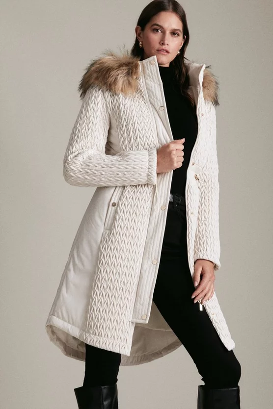 Cheapest 👏 Karen Millen Signature Quilt Long Faux Fur Trim 🧥 Coat 🤩 8 Cheapest 👏 Karen Millen Signature Quilt Long Faux Fur Trim 🧥 Coat 🤩 - Image 6