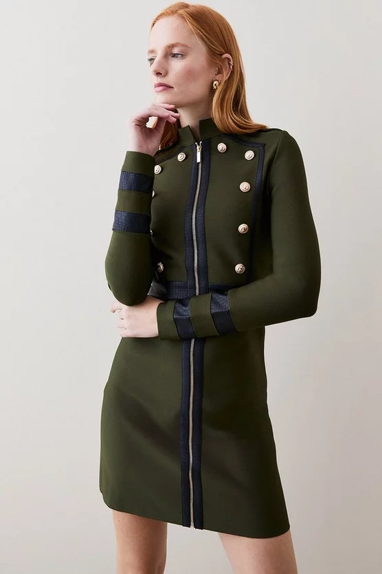 Outlet 🤩 Karen Millen Bandage Knit And Croc Pu Military Trim 👗 Dress 🔔 8 Outlet 🤩 Karen Millen Bandage Knit And Croc Pu Military Trim 👗 Dress 🔔 - Image 6