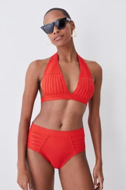 Deals 🤩 Karen Millen Bandage Sheer Stripe 👙 Bikini Bottoms 😀 -Karen Millen Outlet store womens black bandage sheer stripe bikini bottoms