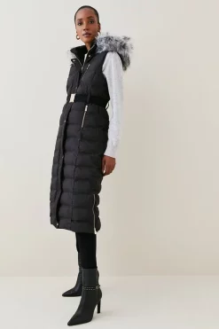 Discount 🔔 Karen Millen Belted Puffer Faux Fur Maxi Hooded Gilet 😀 13 Discount 🔔 Karen Millen Belted Puffer Faux Fur Maxi Hooded Gilet 😀 -Karen Millen Outlet store womens black belted puffer faux fur maxi hooded gilet 1