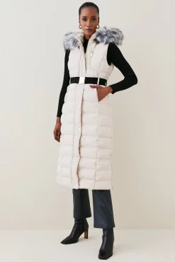Discount 🔔 Karen Millen Belted Puffer Faux Fur Maxi Hooded Gilet 😀 12 Discount 🔔 Karen Millen Belted Puffer Faux Fur Maxi Hooded Gilet 😀 -Karen Millen Outlet store womens black belted puffer faux fur maxi hooded gilet