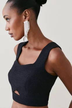 Best deal 🛒 Karen Millen Boucle Bralet Top 🔔 15 Best deal 🛒 Karen Millen Boucle Bralet Top 🔔 -Karen Millen Outlet store womens black boucle bralet top 1