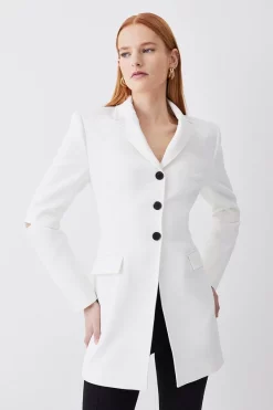 Flash Sale 😍 Karen Millen Clean Tailored Split Detail Blazer 🌟 -Karen Millen Outlet store womens black clean tailored split detail blazer
