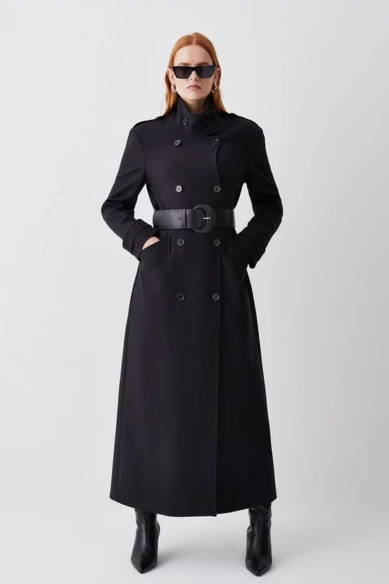 Budget ⭐ Karen Millen Compact Stretch Belted Double Breasted Maxi 🧥 Coat 😀 9 Budget ⭐ Karen Millen Compact Stretch Belted Double Breasted Maxi 🧥 Coat 😀 - Image 7