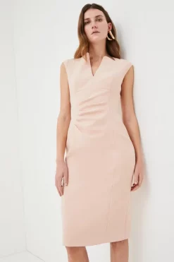 Best Pirce 👍 Karen Millen Compact Stretch Envelope Neck Pencil Midi 👗 Dress 👍 -Karen Millen Outlet store womens black compact stretch envelope neck pencil midi dress 1