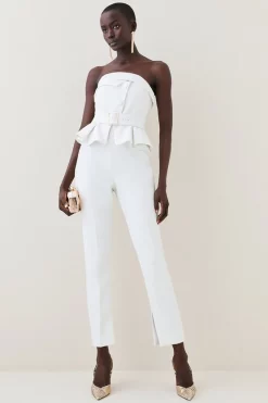 Coupon ❤️ Karen Millen Compact Stretch Peplum Jumpsuit 😉 -Karen Millen Outlet store womens black compact stretch peplum jumpsuit