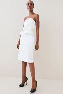 Wholesale ๐งจ Karen Millen Compact Stretch Peplum Midi ๐ Dress โ๏ธ 14 Wholesale ๐งจ Karen Millen Compact Stretch Peplum Midi ๐ Dress โ๏ธ -Karen Millen Outlet store womens black compact stretch peplum midi dress