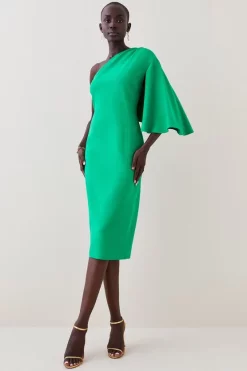 Cheap 💯 Karen Millen Compact Viscose Cape Pencil Midi 👗 Dress 👏 -Karen Millen Outlet store womens black compact viscose cape pencil midi dress 1