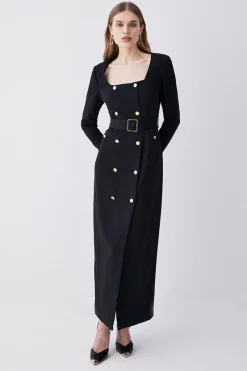 Outlet ๐งจ Karen Millen Compact Viscose Tux Sleeved Belted Maxi ๐ Dress - black ๐ 13 Outlet ๐งจ Karen Millen Compact Viscose Tux Sleeved Belted Maxi ๐ Dress - black ๐ -Karen Millen Outlet store womens black compact viscose tux sleeved belted maxi dress