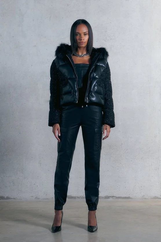 Buy ๐ฏ Karen Millen Contrast Pu Boucle Panelled Puffer Jacket - black ๐งจ 7 Buy ๐ฏ Karen Millen Contrast Pu Boucle Panelled Puffer Jacket - black ๐งจ - Image 5