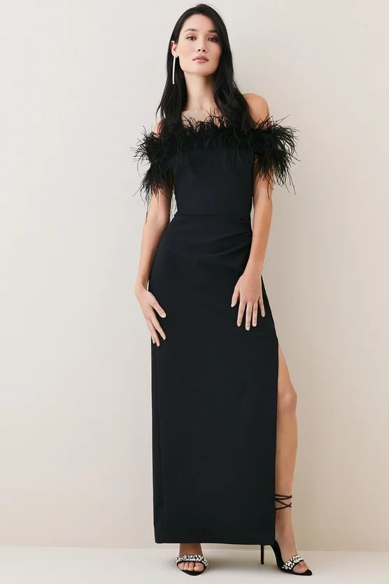 Brand new ⌛ Karen Millen Feather Bardot Stretch Crepe Maxi 👗 Dress 👏 10 Brand new ⌛ Karen Millen Feather Bardot Stretch Crepe Maxi 👗 Dress 👏 - Image 8