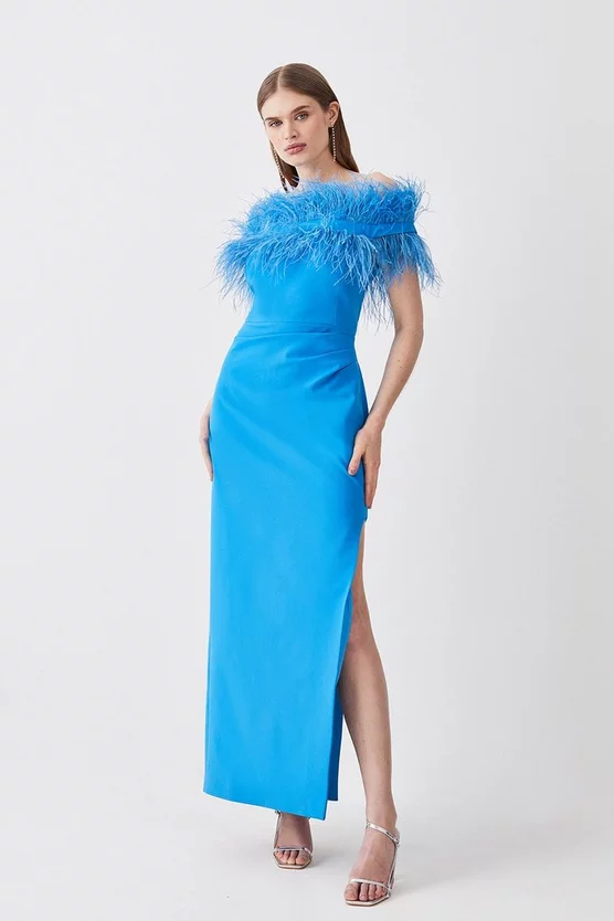 Brand new ⌛ Karen Millen Feather Bardot Stretch Crepe Maxi 👗 Dress 👏 11 Brand new ⌛ Karen Millen Feather Bardot Stretch Crepe Maxi 👗 Dress 👏 - Image 9