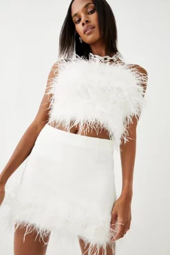 Promo 🔥 Karen Millen Feather Hem Ponte Mini 👗 Skirt ⌛ -Karen Millen Outlet store womens black feather hem ponte mini skirt