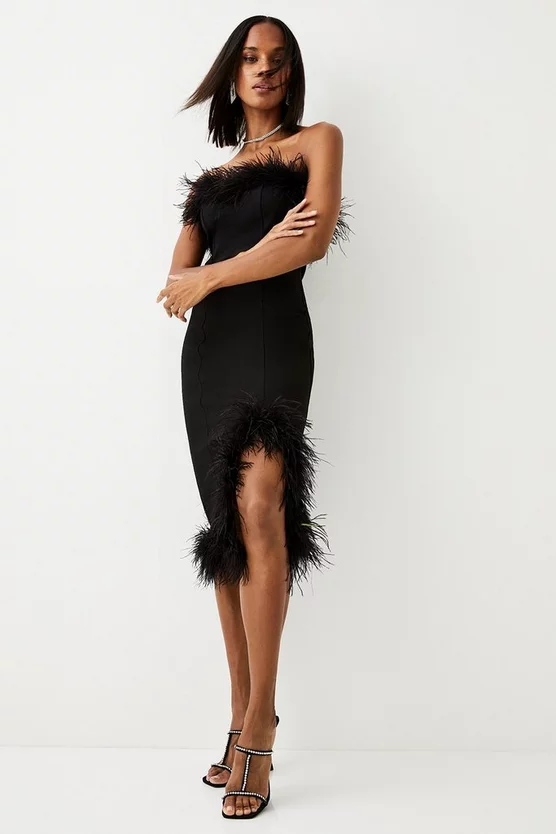Hot Sale 🤩 Karen Millen Feather & Ponte Bandeau Midi 👗 Dress 😀 8 Hot Sale 🤩 Karen Millen Feather & Ponte Bandeau Midi 👗 Dress 😀 - Image 6