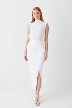 Hot Sale 💯 Karen Millen Italian Compact Scuba Jersey Pencil Midi 👗 Skirt 🔥 -Karen Millen Outlet store womens black italian compact scuba jersey pencil midi skirt