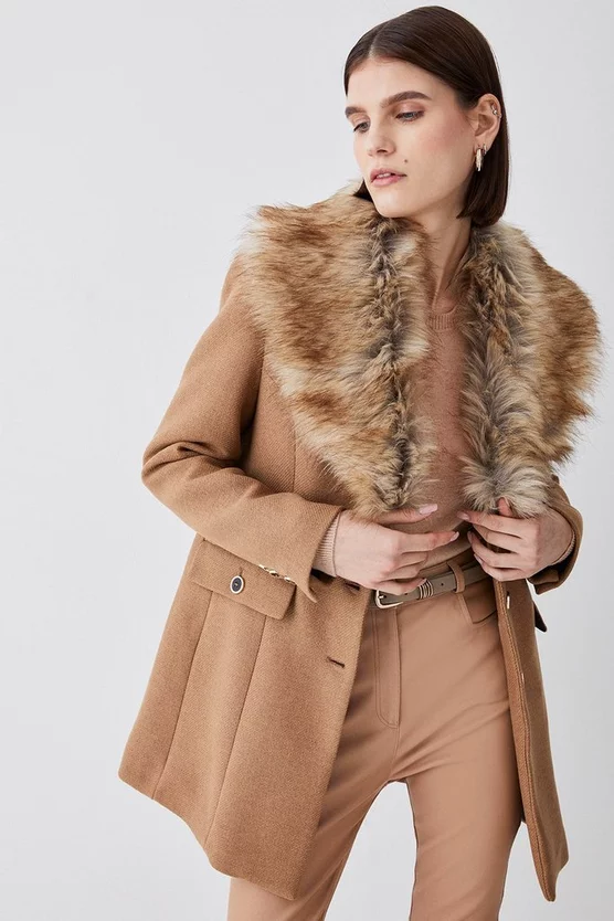 Outlet โค๏ธ Karen Millen Italian Wool Mix Faux Fur Collar Short ๐งฅ Coat ๐ 10 Outlet โค๏ธ Karen Millen Italian Wool Mix Faux Fur Collar Short ๐งฅ Coat ๐ - Image 8