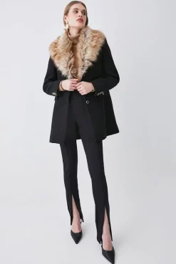 Outlet โค๏ธ Karen Millen Italian Wool Mix Faux Fur Collar Short ๐งฅ Coat ๐ 19 Outlet โค๏ธ Karen Millen Italian Wool Mix Faux Fur Collar Short ๐งฅ Coat ๐ -Karen Millen Outlet store womens black italian wool mix faux fur collar short coat 2