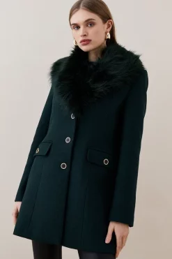Outlet โค๏ธ Karen Millen Italian Wool Mix Faux Fur Collar Short ๐งฅ Coat ๐ 17 Outlet โค๏ธ Karen Millen Italian Wool Mix Faux Fur Collar Short ๐งฅ Coat ๐ -Karen Millen Outlet store womens black italian wool mix faux fur collar short coat
