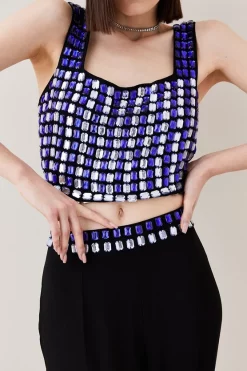 Flash Sale 🎉 Karen Millen Jewelled Detail Woven Bralette ✔️ -Karen Millen Outlet store womens black jewelled detail woven bralette 1