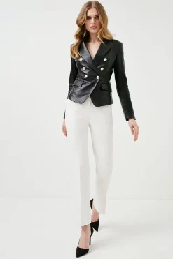 Best Pirce ๐ Karen Millen Leather Gold Button Blazer ๐ 18 Best Pirce ๐ Karen Millen Leather Gold Button Blazer ๐ -Karen Millen Outlet store womens black leather gold button blazer 1