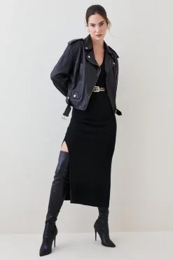 Best Sale ๐ Karen Millen Leather Oversize Crop Washed Biker Jacket - black โ 15 Best Sale ๐ Karen Millen Leather Oversize Crop Washed Biker Jacket - black โ -Karen Millen Outlet store womens black leather oversize crop washed biker jacket