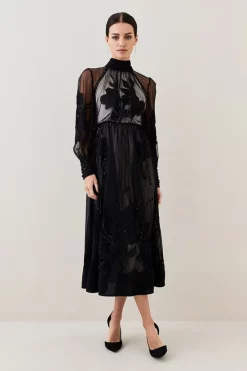 Wholesale 🔥 Karen Millen Lydia Millen Petite Floral Applique Mesh Woven Midi 👗 Dress - black ⌛ 13 Wholesale 🔥 Karen Millen Lydia Millen Petite Floral Applique Mesh Woven Midi 👗 Dress - black ⌛ -Karen Millen Outlet store womens black lydia millen petite floral applique mesh woven midi dress
