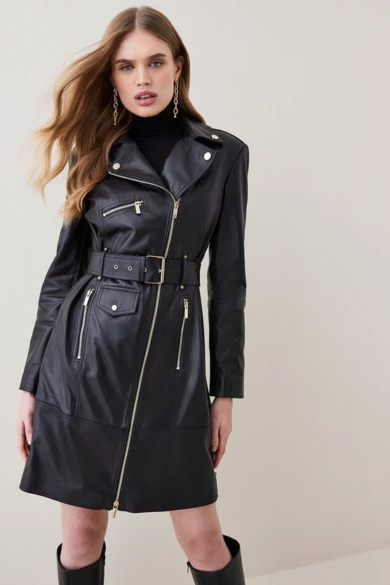 Cheapest ๐ Karen Millen Petite Leather Zip Through Biker Trench ๐งฅ Coat - black ๐คฉ 9 Cheapest ๐ Karen Millen Petite Leather Zip Through Biker Trench ๐งฅ Coat - black ๐คฉ - Image 7