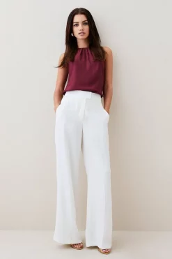Budget โจ Karen Millen Petite Viscose Satin Back Crepe Wide Leg Trouser ๐ 12 Budget โจ Karen Millen Petite Viscose Satin Back Crepe Wide Leg Trouser ๐ -Karen Millen Outlet store womens black petite viscose satin back crepe wide leg trouser