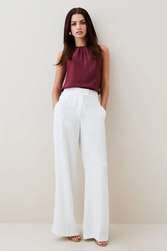 Budget โจ Karen Millen Petite Viscose Satin Back Crepe Wide Leg Trouser ๐ 7 Budget โจ Karen Millen Petite Viscose Satin Back Crepe Wide Leg Trouser ๐ - Image 5