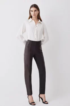 Best Pirce 🥰 Karen Millen Ponte & Faux Leather Zip Detail Jodhpur Leggings ⭐ -Karen Millen Outlet store womens black ponte faux leather zip detail jodhpur leggings 2