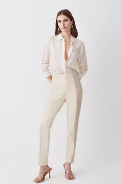 Best Pirce 🥰 Karen Millen Ponte & Faux Leather Zip Detail Jodhpur Leggings ⭐ -Karen Millen Outlet store womens black ponte faux leather zip detail jodhpur leggings