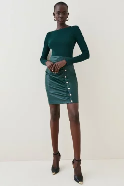 New ⭐ Karen Millen Pu And Knit Mix Mini 👗 Dress 🥰 14 New ⭐ Karen Millen Pu And Knit Mix Mini 👗 Dress 🥰 -Karen Millen Outlet store womens black pu and knit mix mini dress