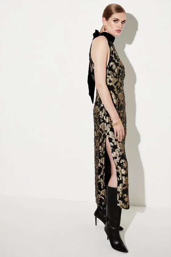 Best Pirce โญ Karen Millen Sequinned Jacquard Halterneck Midi ๐ Dress - black ๐ 9 Best Pirce โญ Karen Millen Sequinned Jacquard Halterneck Midi ๐ Dress - black ๐ - Image 7