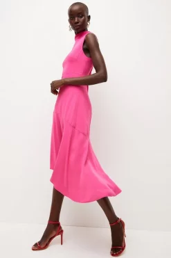 Cheapest 👍 Karen Millen Soft Tailored High Low Midi 👗 Dress 💯 -Karen Millen Outlet store womens black soft tailored high low midi dress 3