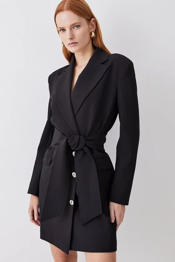 Hot Sale 💯 Karen Millen Stretch Cady Tie Belt Blazer Mini 👗 Dress - black ✨ 7 Hot Sale 💯 Karen Millen Stretch Cady Tie Belt Blazer Mini 👗 Dress - black ✨ - Image 6
