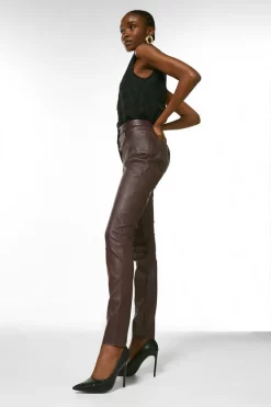 Best deal 🤩 Karen Millen Stretch Leather Five Pocket Jean ⌛ -Karen Millen Outlet store womens black stretch leather five pocket jean 4