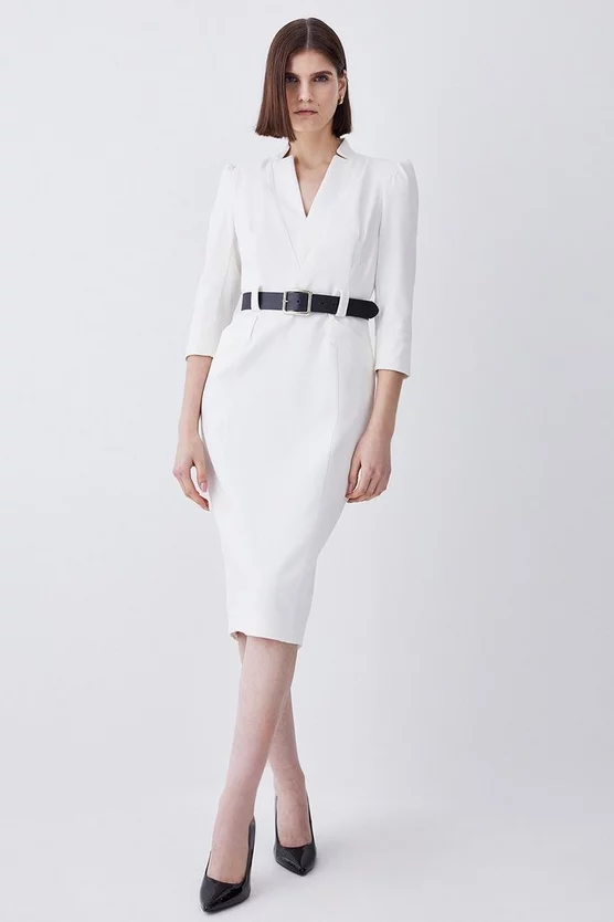 Outlet 🔥 Karen Millen Structured Crepe Belted Forever Midi 👗 Dress ✨ 8 Outlet 🔥 Karen Millen Structured Crepe Belted Forever Midi 👗 Dress ✨ - Image 6