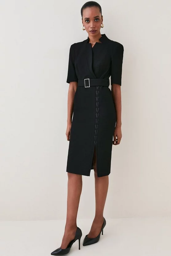 Cheap 🔥 Karen Millen Structured Crepe Lace Up Forever Midi 👗 Dress 💯 7 Cheap 🔥 Karen Millen Structured Crepe Lace Up Forever Midi 👗 Dress 💯 - Image 5