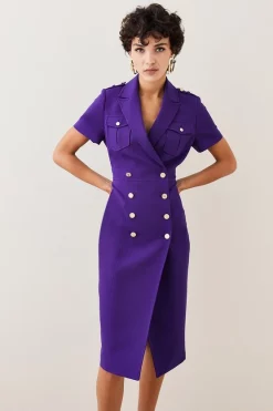 New 🔔 Karen Millen Tailored Double Breasted Tux Midi 👗 Dress 👍 -Karen Millen Outlet store womens black tailored double breasted tux midi dress