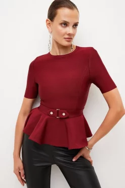 Top 10 😉 Karen Millen Trimmed Waist Peplum Bandage Detail Top 👍 -Karen Millen Outlet store womens black trimmed waist peplum bandage detail top 1