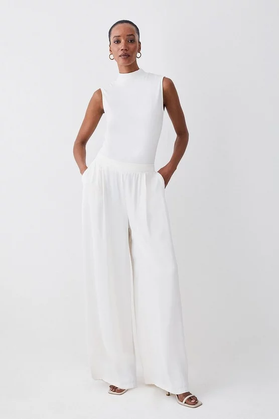 Buy โ Karen Millen Viscose Satin Wide Leg Woven Trousers ๐ 8 Buy โ Karen Millen Viscose Satin Wide Leg Woven Trousers ๐ - Image 6
