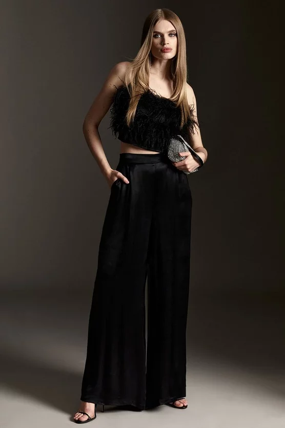 Buy โ Karen Millen Viscose Satin Wide Leg Woven Trousers ๐ 10 Buy โ Karen Millen Viscose Satin Wide Leg Woven Trousers ๐ - Image 8