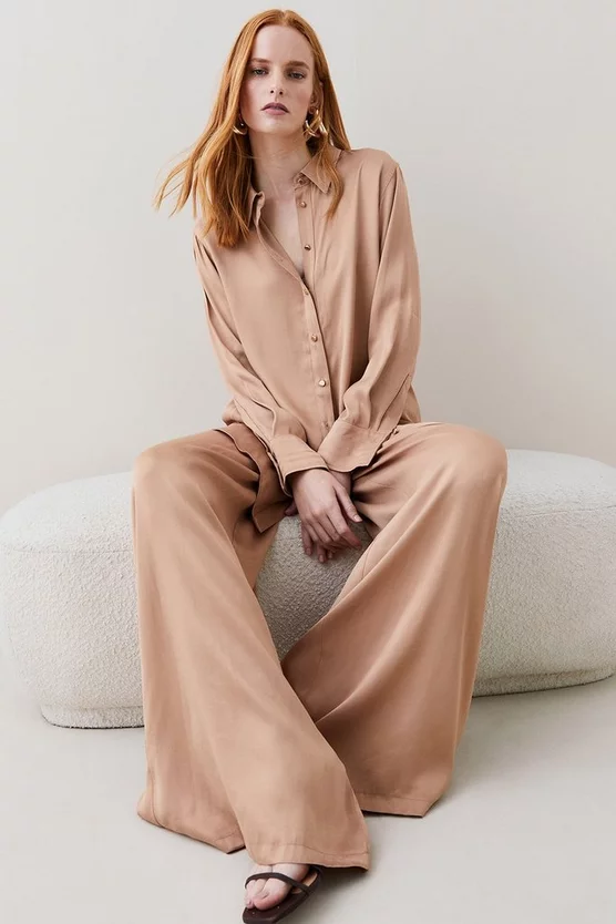 Buy โ Karen Millen Viscose Satin Wide Leg Woven Trousers ๐ 7 Buy โ Karen Millen Viscose Satin Wide Leg Woven Trousers ๐ - Image 5