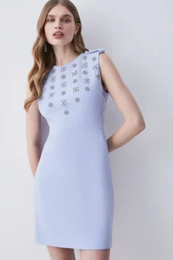 Deals 💯 Karen Millen Crystal Embellished Lace Mix Mini 👗 Dress ✔️ 15 Deals 💯 Karen Millen Crystal Embellished Lace Mix Mini 👗 Dress ✔️ -Karen Millen Outlet store womens blue crystal embellished lace mix mini dress 1